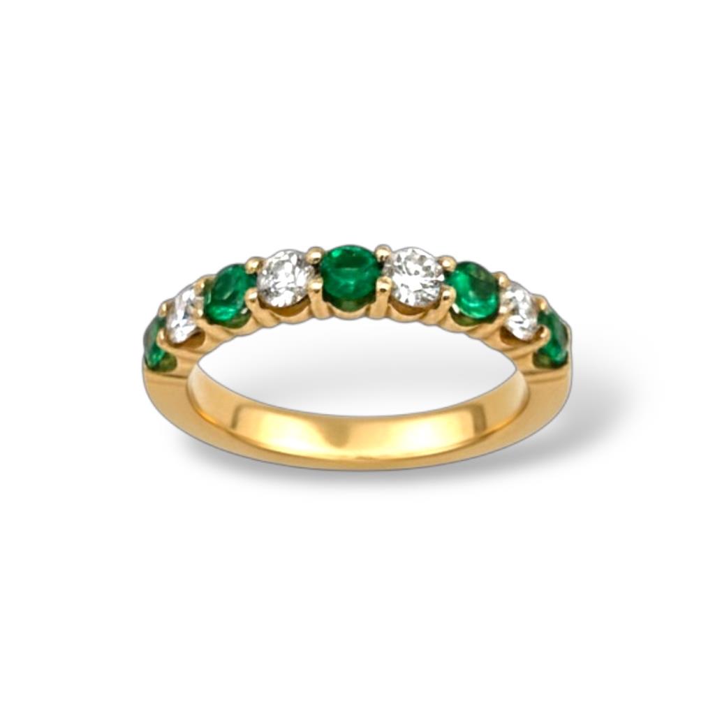 14KT Yellow Gold Diamond and Emerald Ring