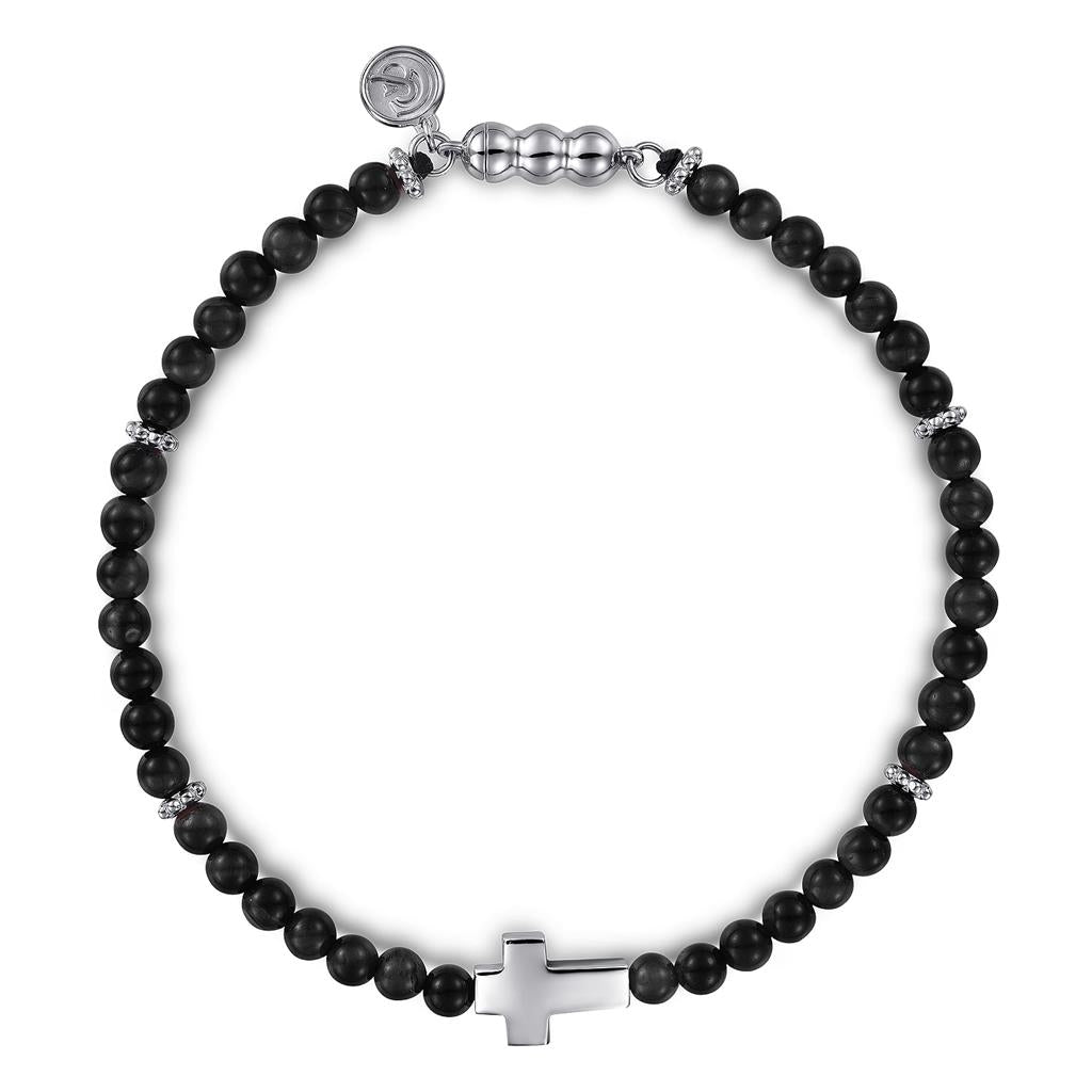 925 Sterling Silver and 6mm Black Onyx Beaded Bracelet