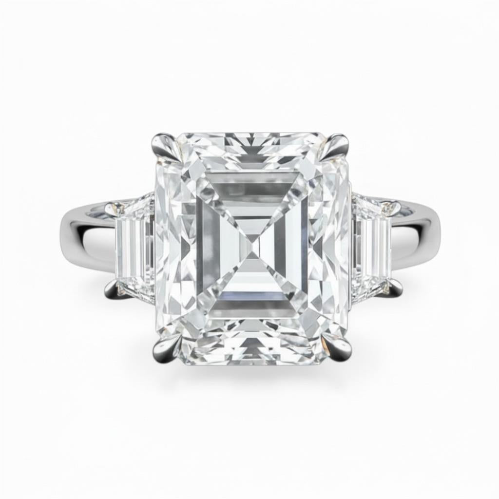 GIA Certified 12.98 Carat Emerald-Cut Diamond & Platinum Ring