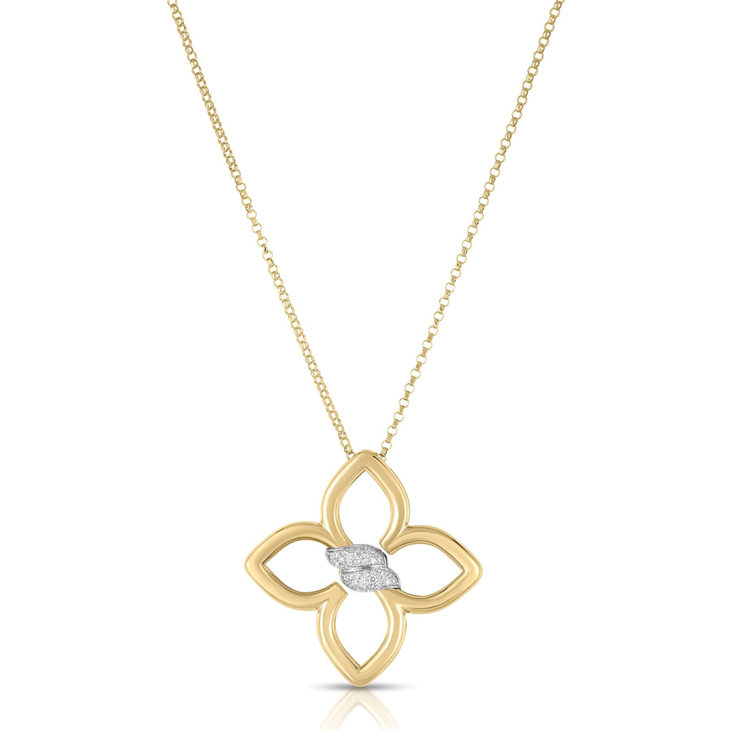 18 Karat Yellow Gold Cialoma Medium Diamond Flower