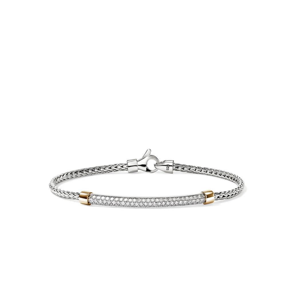 Essential Pavé Diamond Bracelet – 2.5mm Sterling Silver & 14kt Yellow Gold BUZZP988662DIXUM