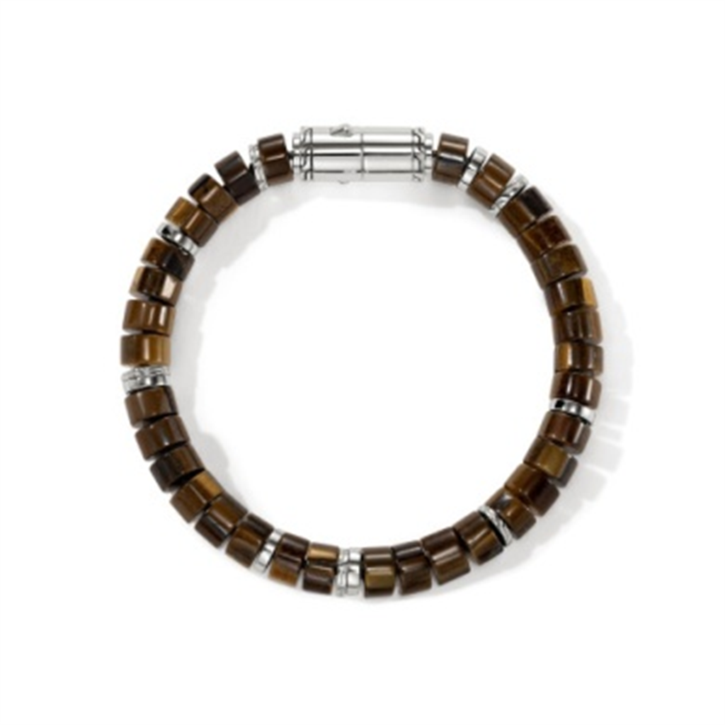 Sterling Silver 8mm Tiger Eye Heishi Bracelet – Size UL