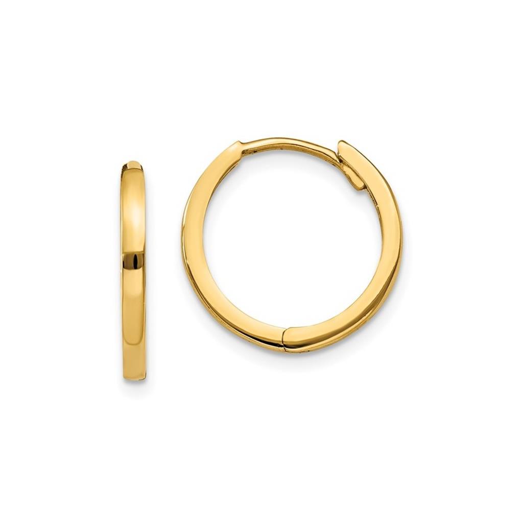 14K Yellow Gold 1.75 x 11mm Round Hinged Hoop Earrings