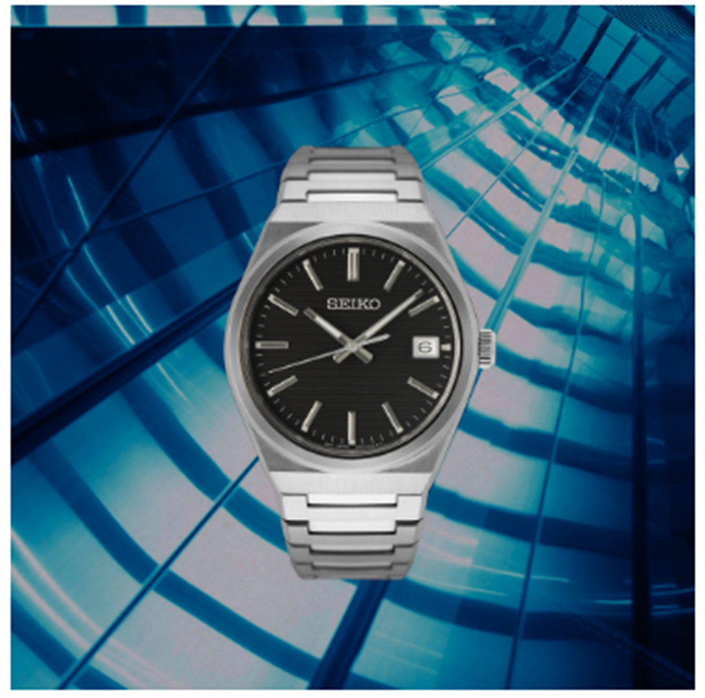 Seiko Essentials Stainless Steel Black Index Dial Watch