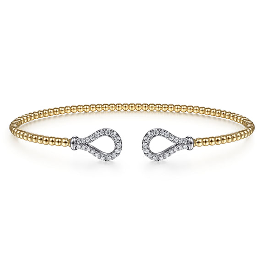 14Kt Two-Tone Gold Bujukan Teardrop Diamond Bangle Bracelet