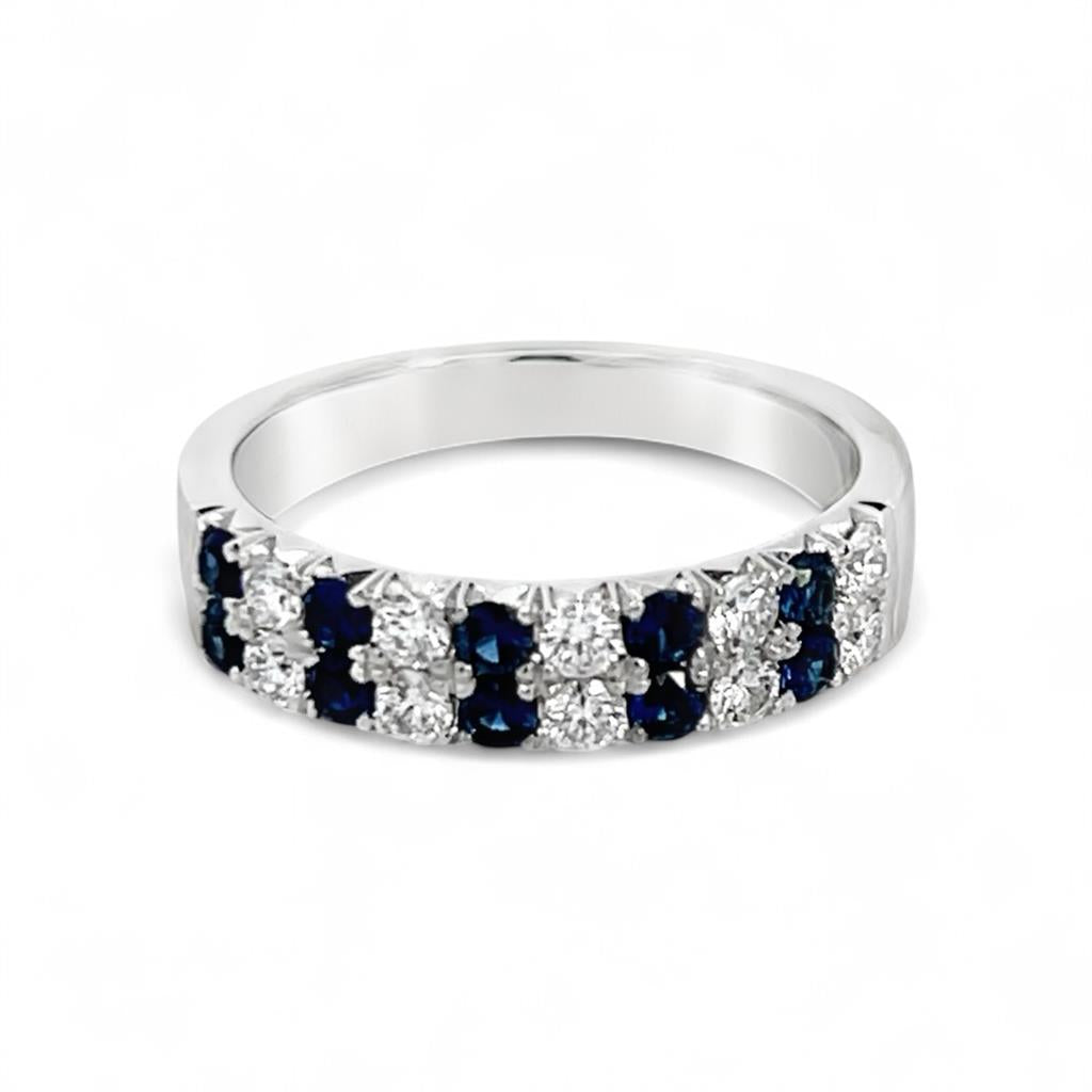 18kt White Gold Diamond and Sapphire Alternating Stone Fashion Ring