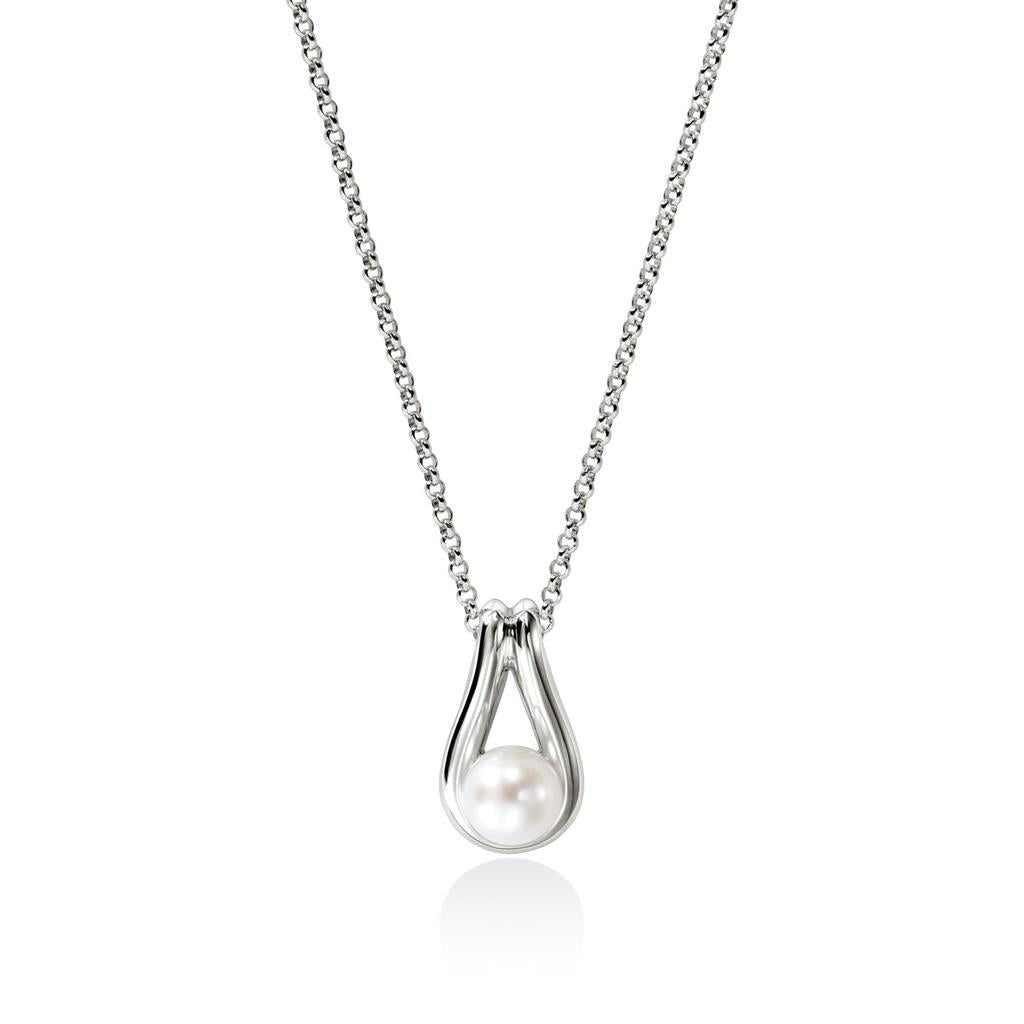 Sterling Silver 8.5–9mm Cultured Freshwater Pearl Surf Pendant Necklace