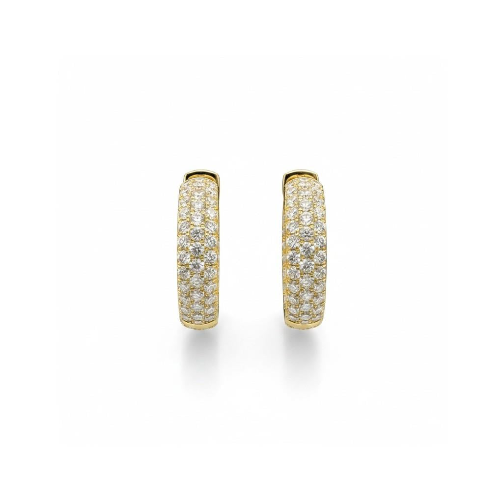 18kt Yellow Gold Pavé Diamond In/Out Hoop Earrings – 3.00ctw