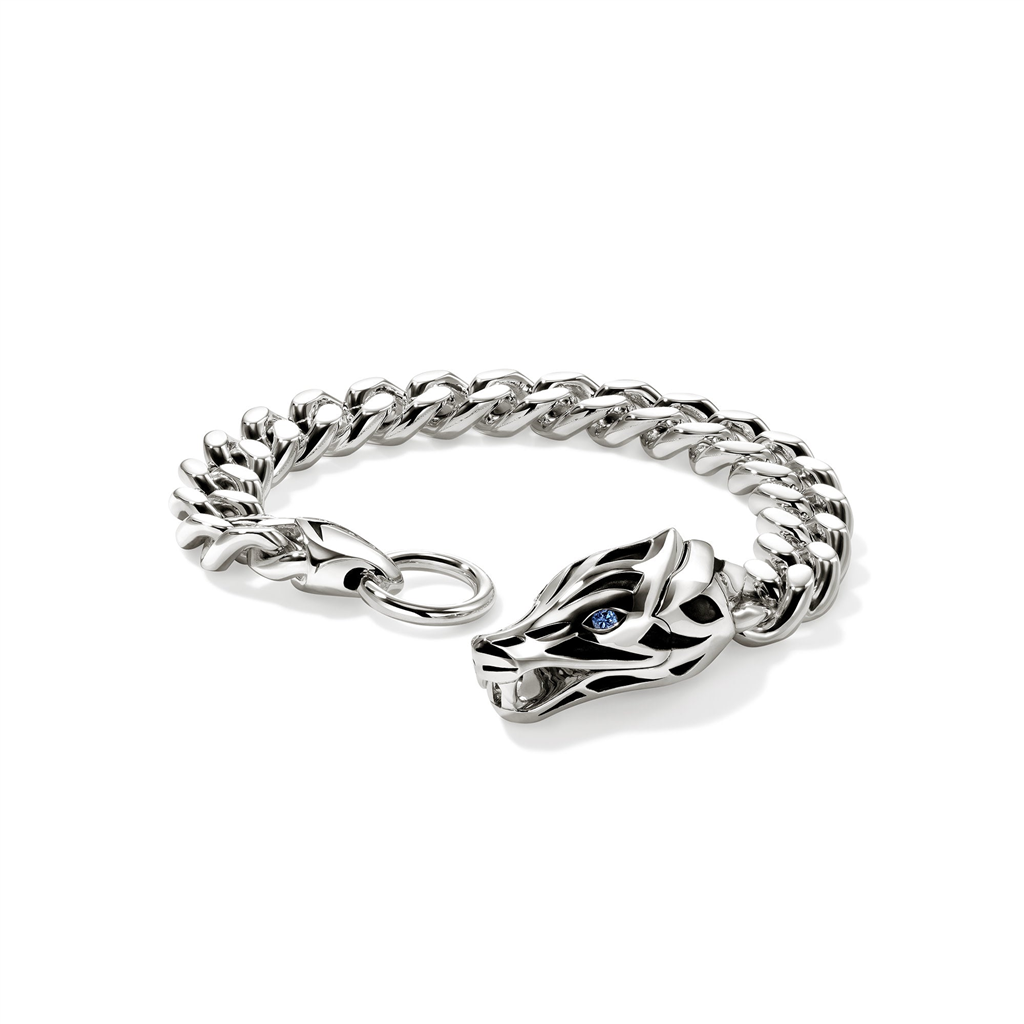 Sterling Silver Blue Sapphire 11mm Naga Bracelet