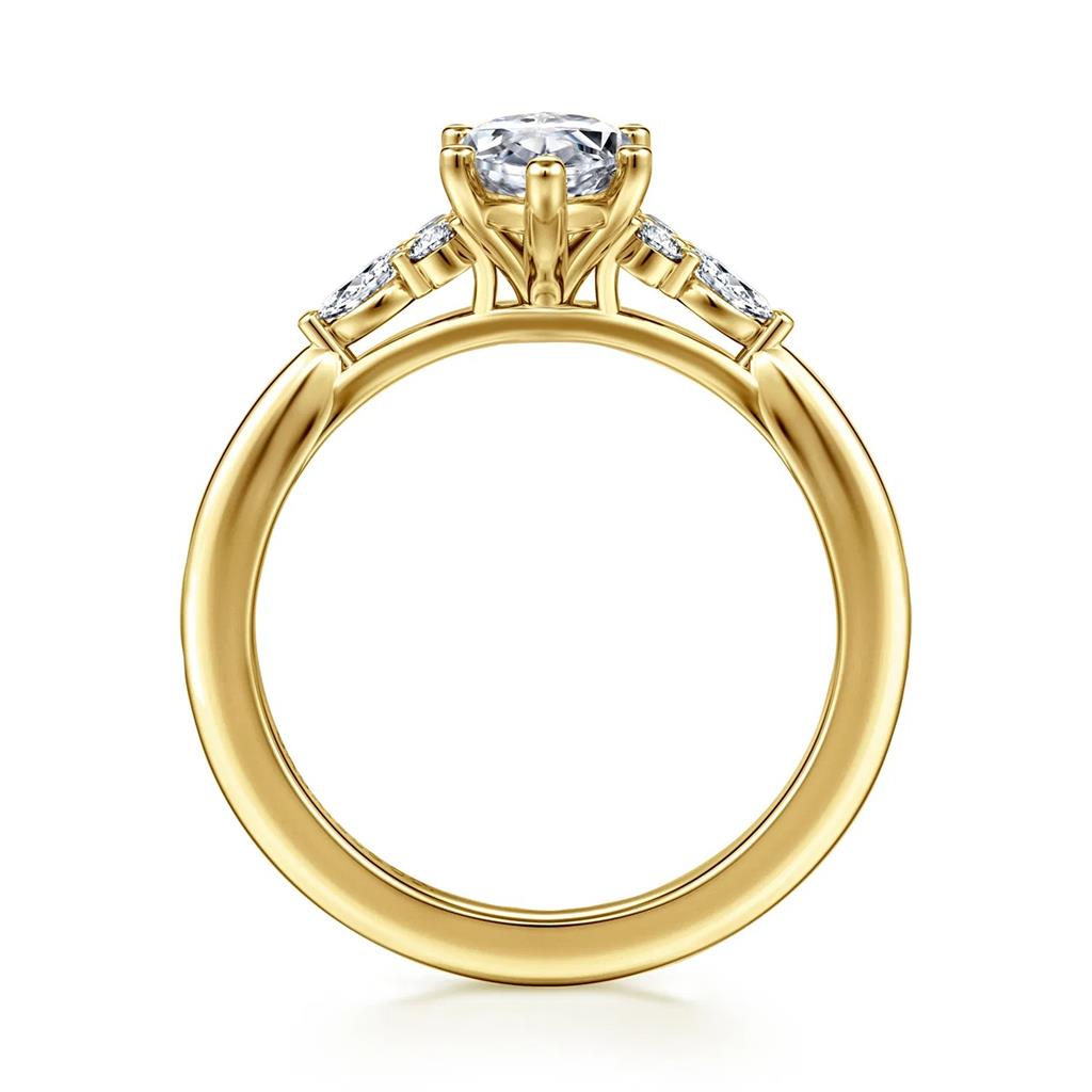 14kt Yellow Gold Marquise-Accented Diamond Semi-Mounting – Size 6.5