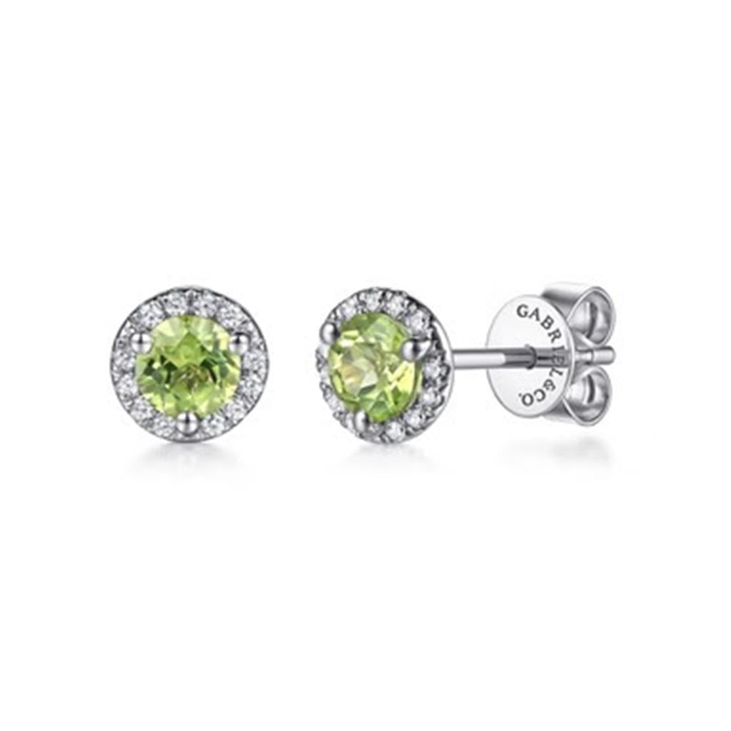 14K White Gold Peridot Stud Earrings