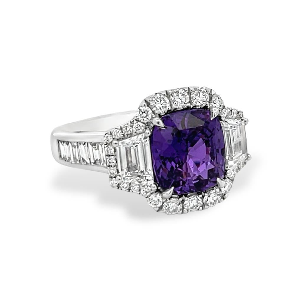 18kt White Gold Unheated Natural Purple Sapphire & Diamond Ring