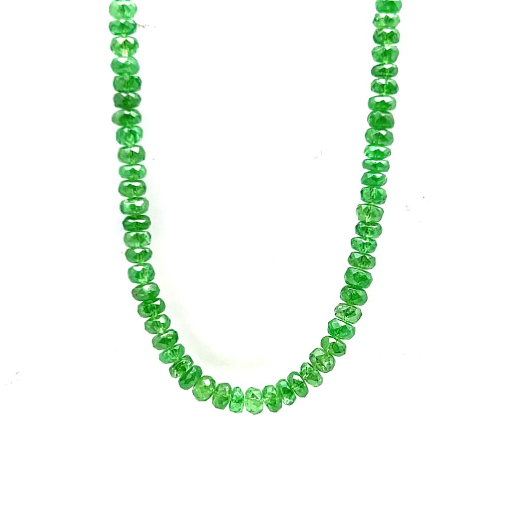 14K White Gold 71.00ct TW Tsavorite Bead Strand Necklace (16")