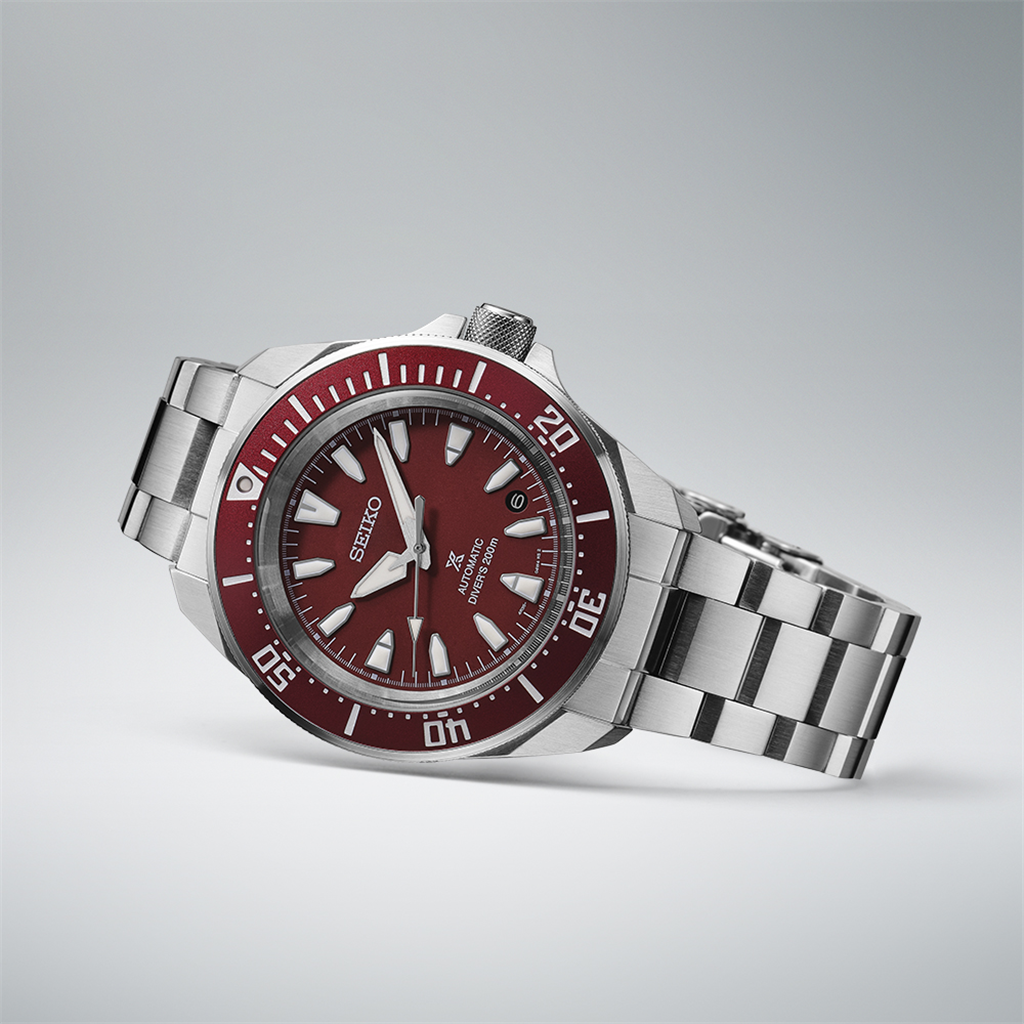 Seiko Prospex Diver Stainless Steel Red Dial Automatic Watch – Model SRPL11