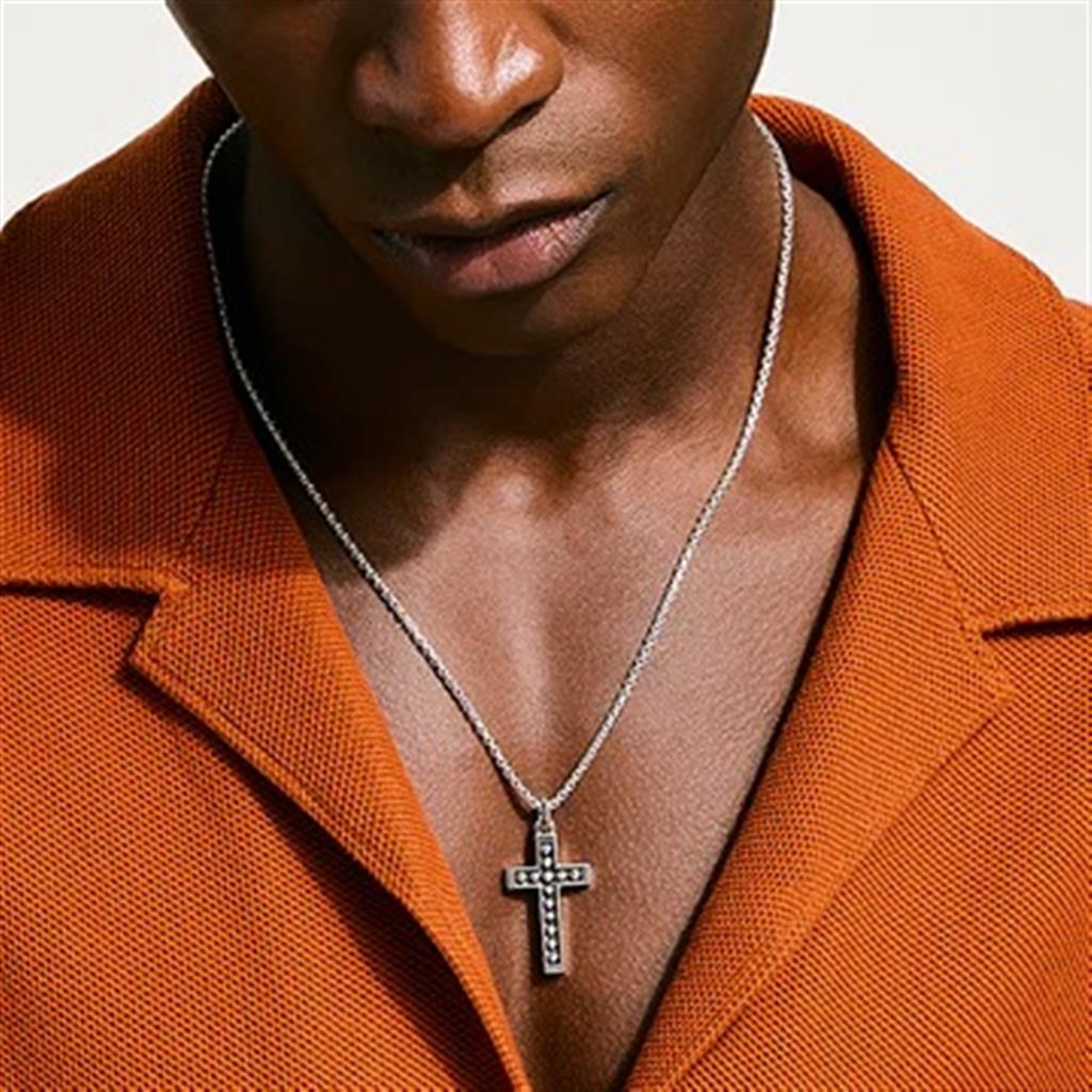 Sterling Silver Nailhead Cross Pendant Necklace – 22"