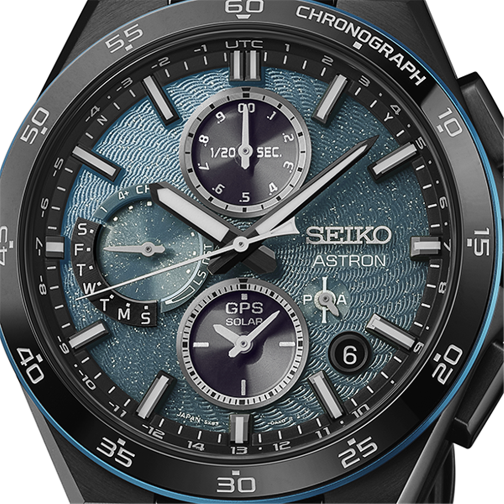 Astron GPS Solar Chronograph SSH187 Titanium Turquoise Dial Watch
