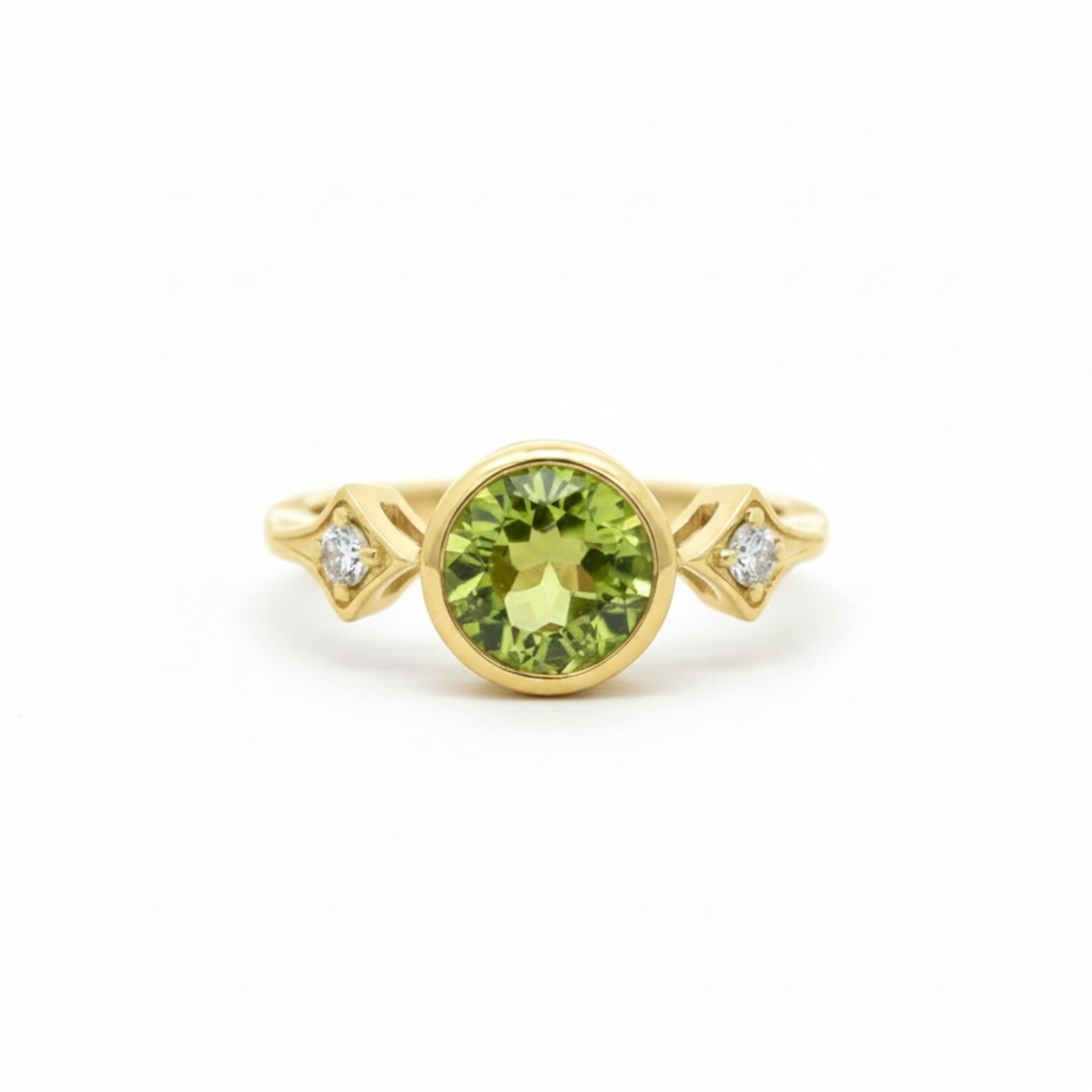 14K Yellow Gold Peridot & Diamond 3-Stone Ring | 1.85 CTW