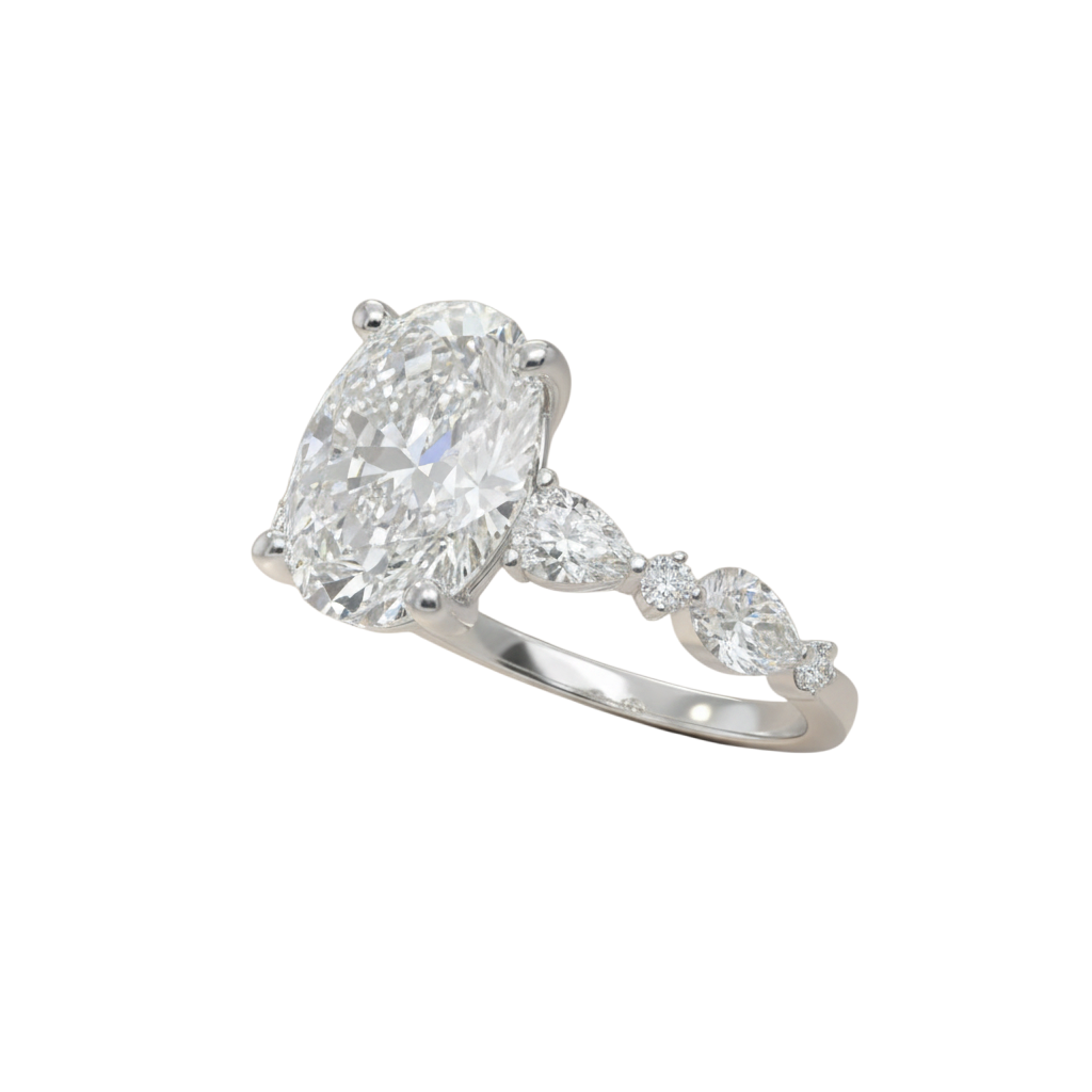 18kt White Gold Alternating Shape Diamond Semi-Mounting