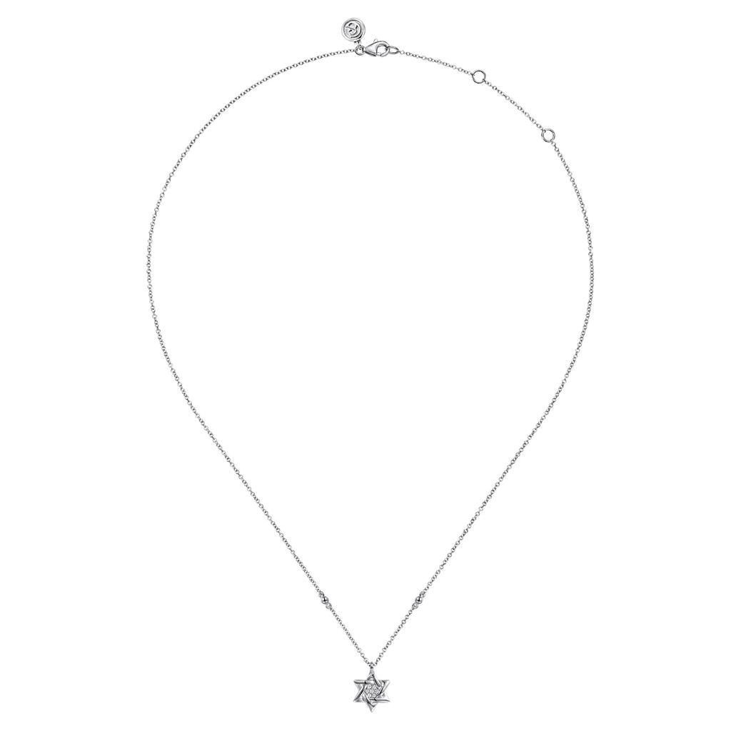 Sterling Silver Bujukan Diamond Star Of David Pendant Necklace
