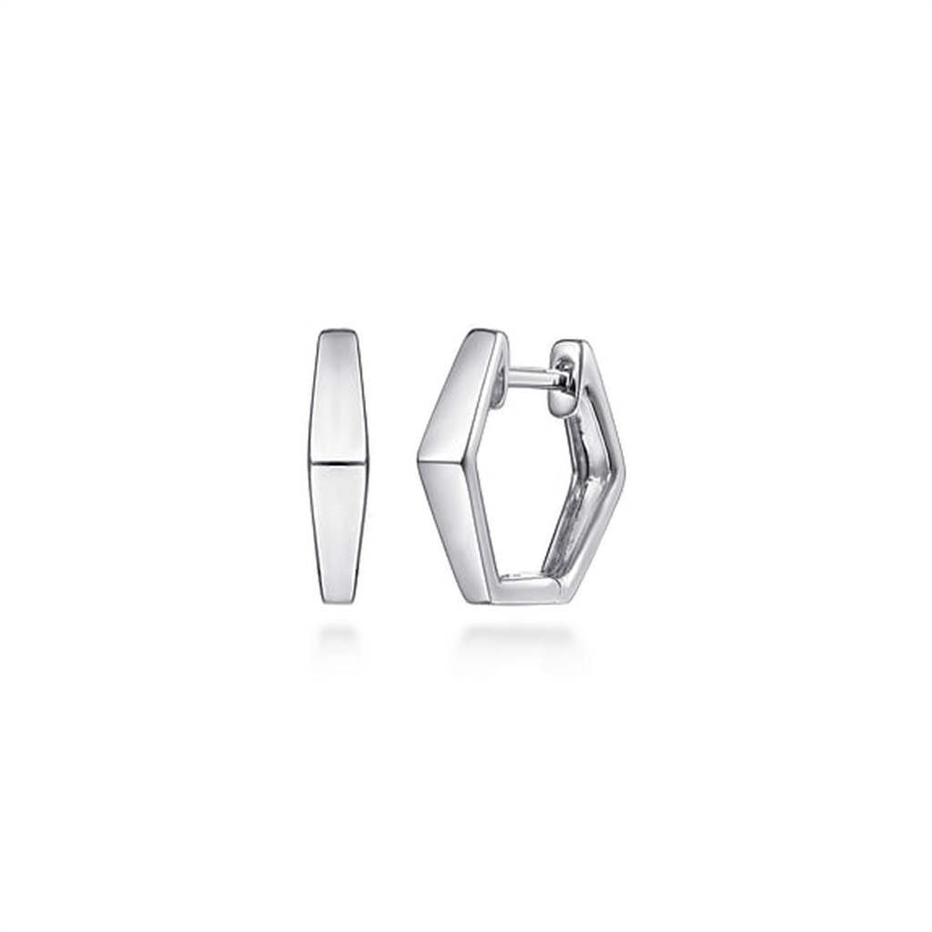 Sterling Silver Geometric Huggie Hoop Earrings – Style No. S1157699