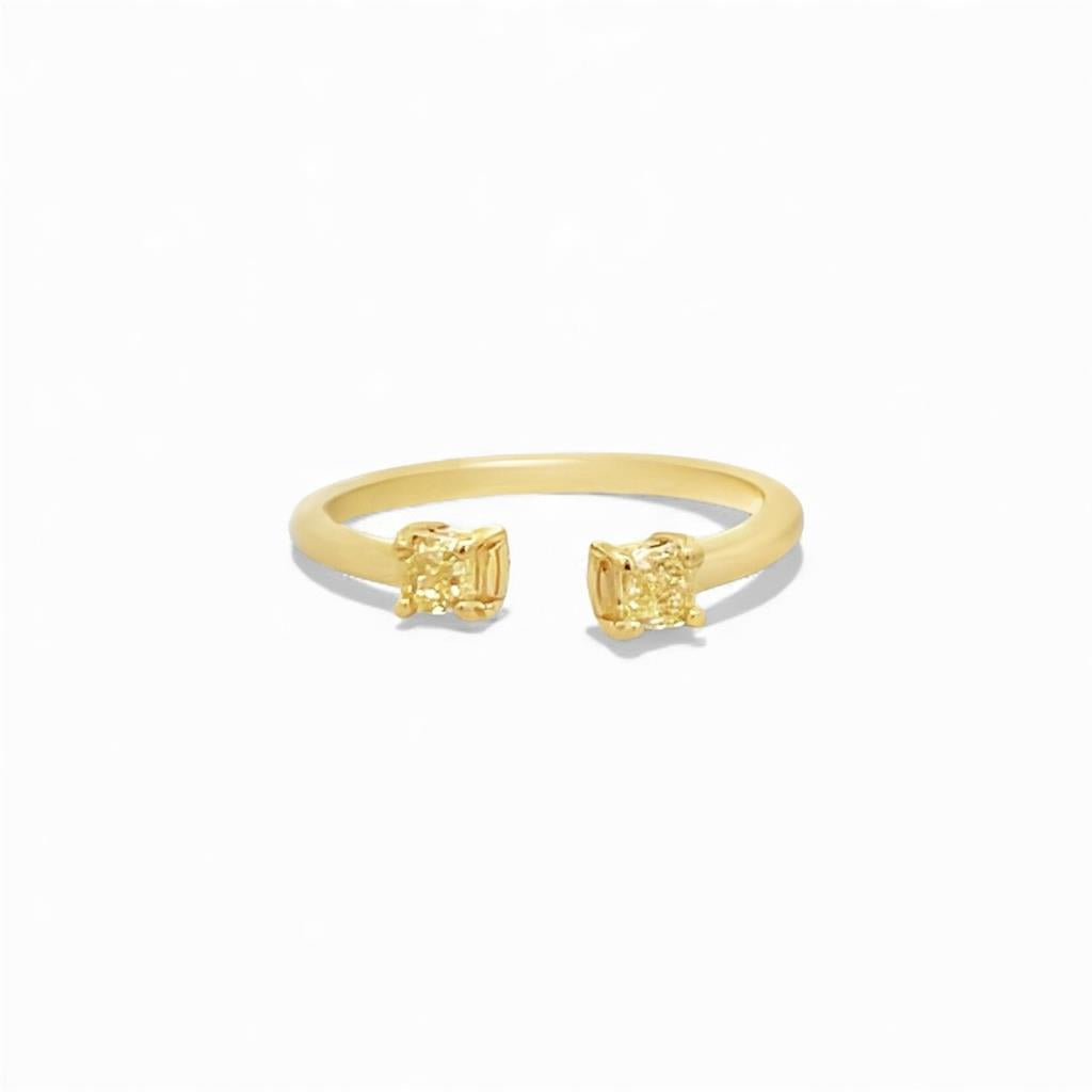 14kt Yellow Gold Open Shank Ring with Cushion-Cut Yellow Diamonds ā 0.33ct
