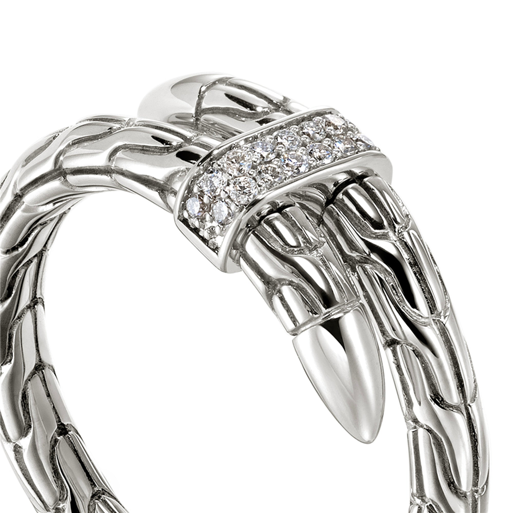 Silver Spear Diamond Pave Single Wrap Ring