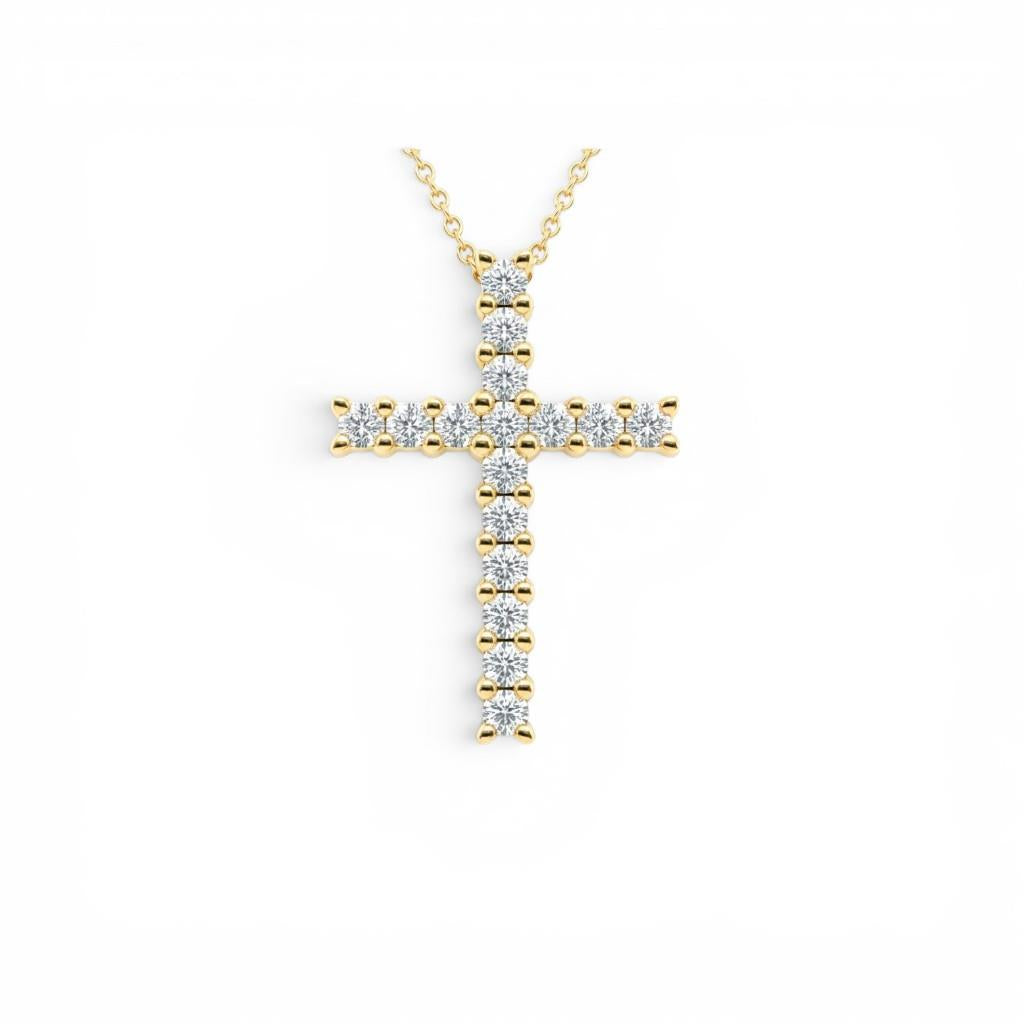18K Yellow Gold Diamond Cross Pendant | 0.19 CTW