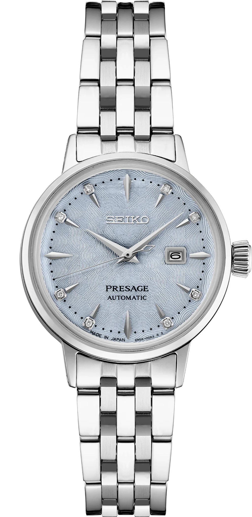 Seiko Stainless Steel Light Blue Diamond Dial Presage Watch - SRE007