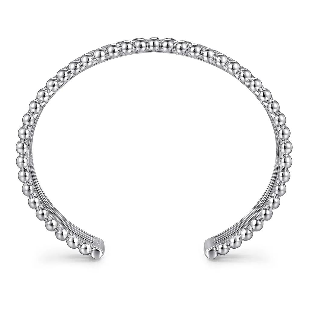 Sterling Silver Bujukan & Pyramid Triple Row Bangle Bracelet