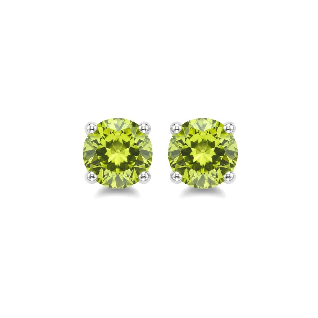 14K White Gold Round Peridot Stud Earrings | 0.50ct