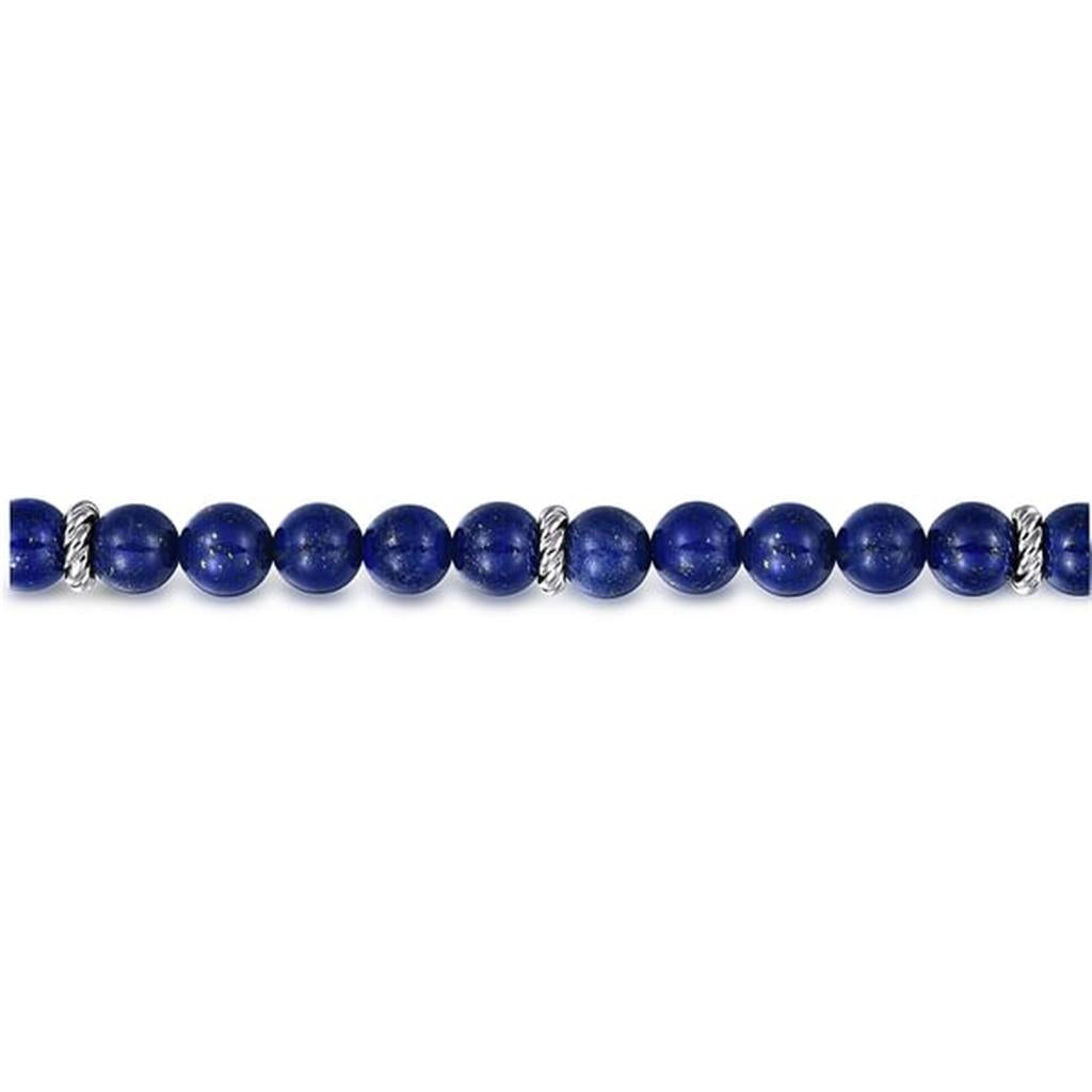 Sterling Silver and 8mm Lapis Beaded Bracelet