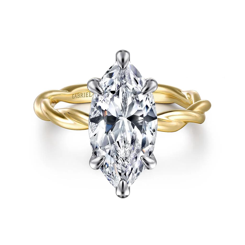 14kt Two-Tone Marquise 6-Prong Diamond Engagement Ring
