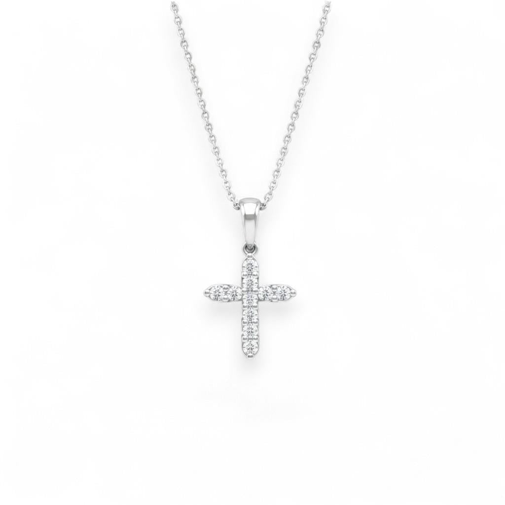 18K White Gold Diamond Cross Pendant | 0.11 CTW