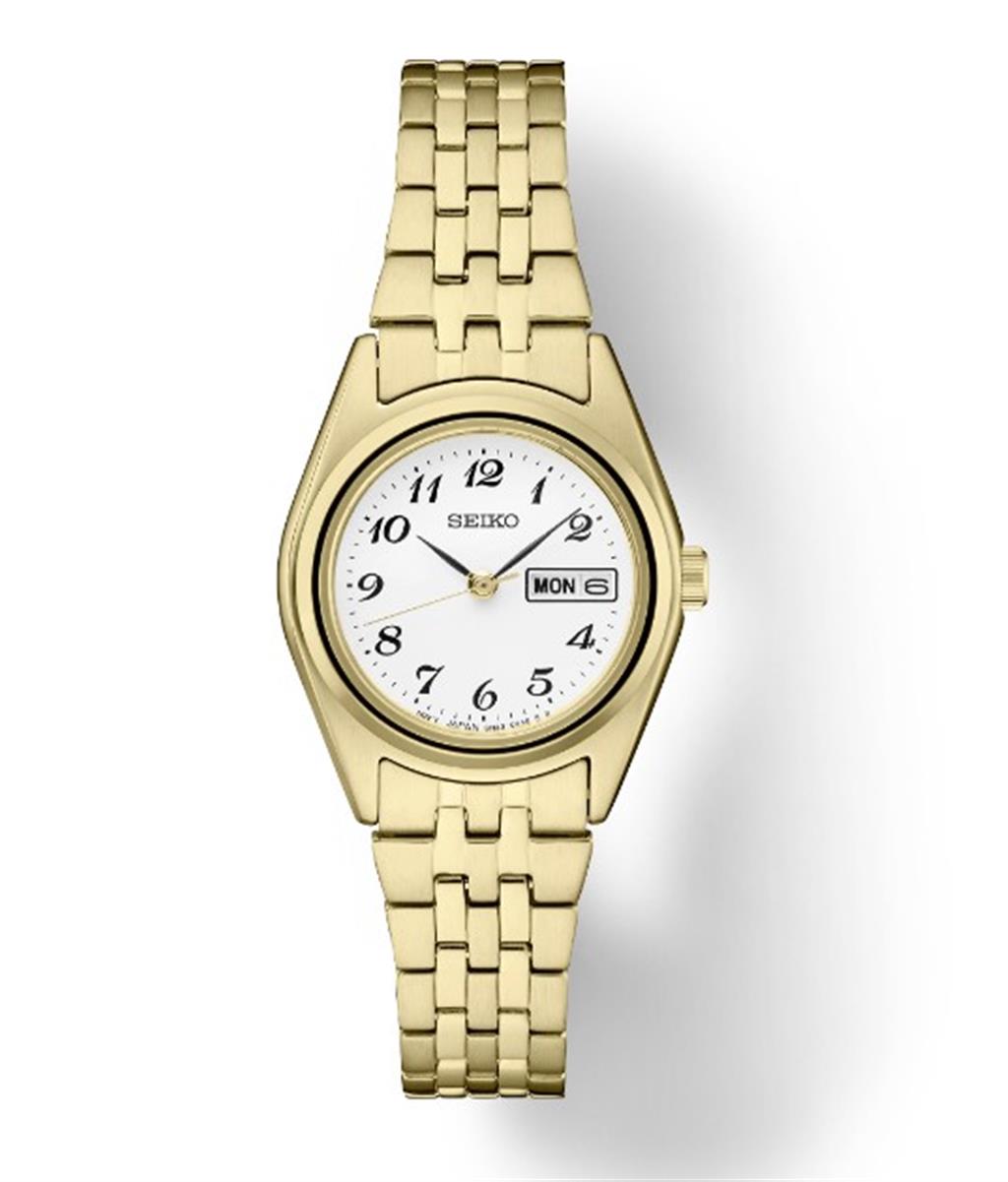 Yellow Stainless Steel White Arabic Dial Essentials Seiko Watch SUR440
