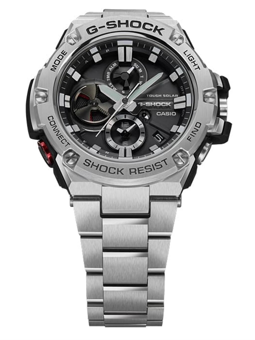 G-Shock GSTB100D-1A Bluetooth Solar G-Steel Analog-Digital Watch – Stainless Steel