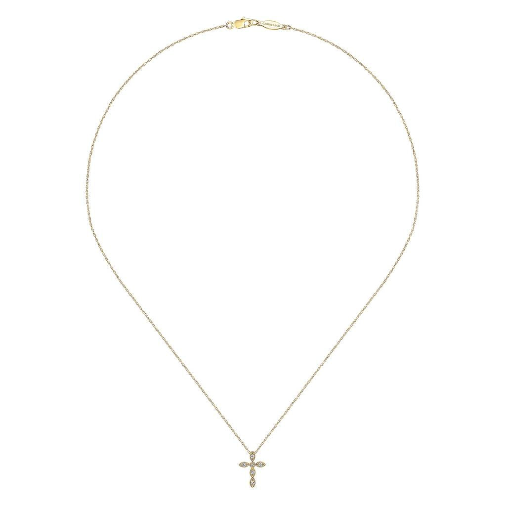 14KT Yellow Gold Diamond Cross Necklace
