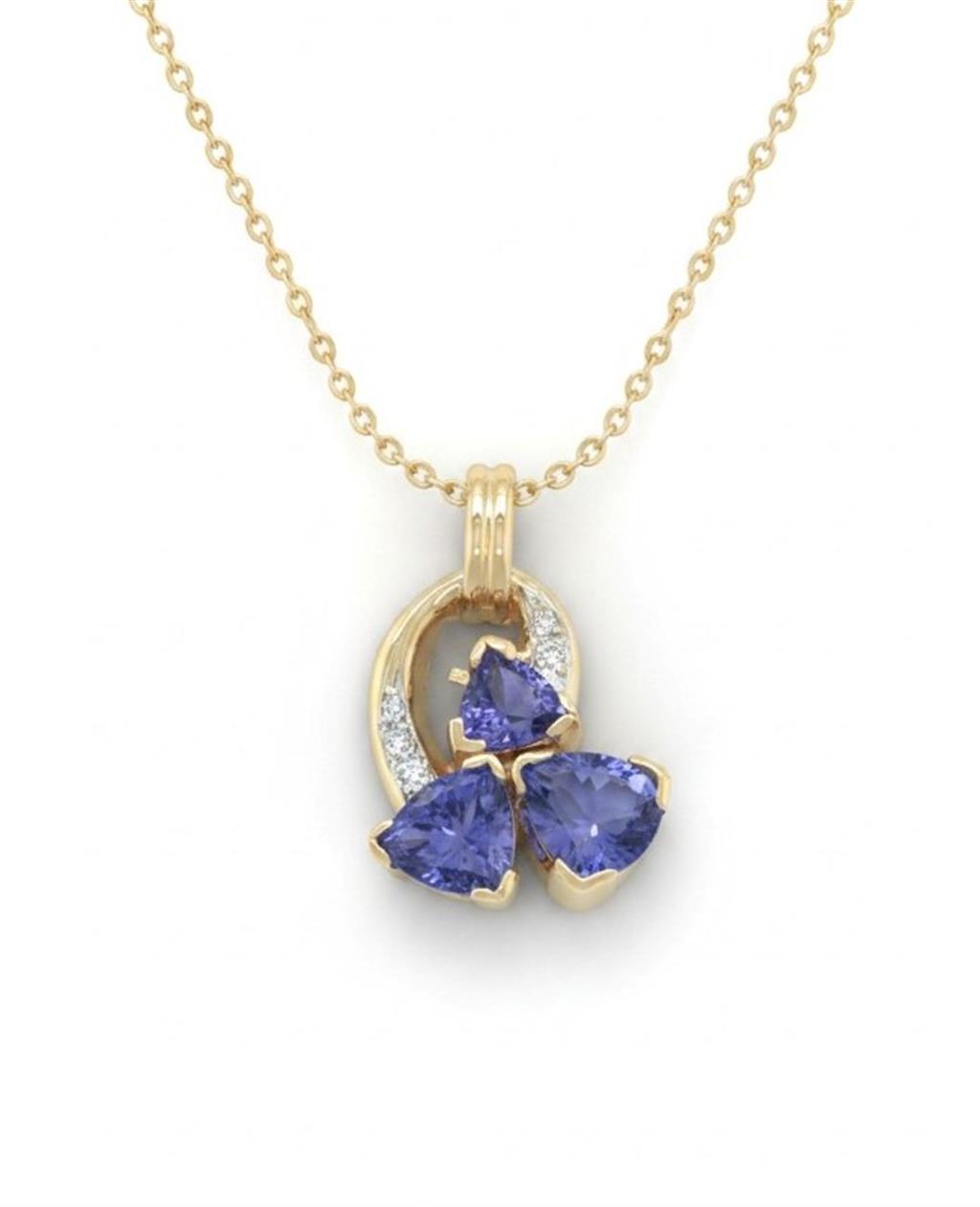 14K Yellow Gold Tanzanite & Diamond Pendant