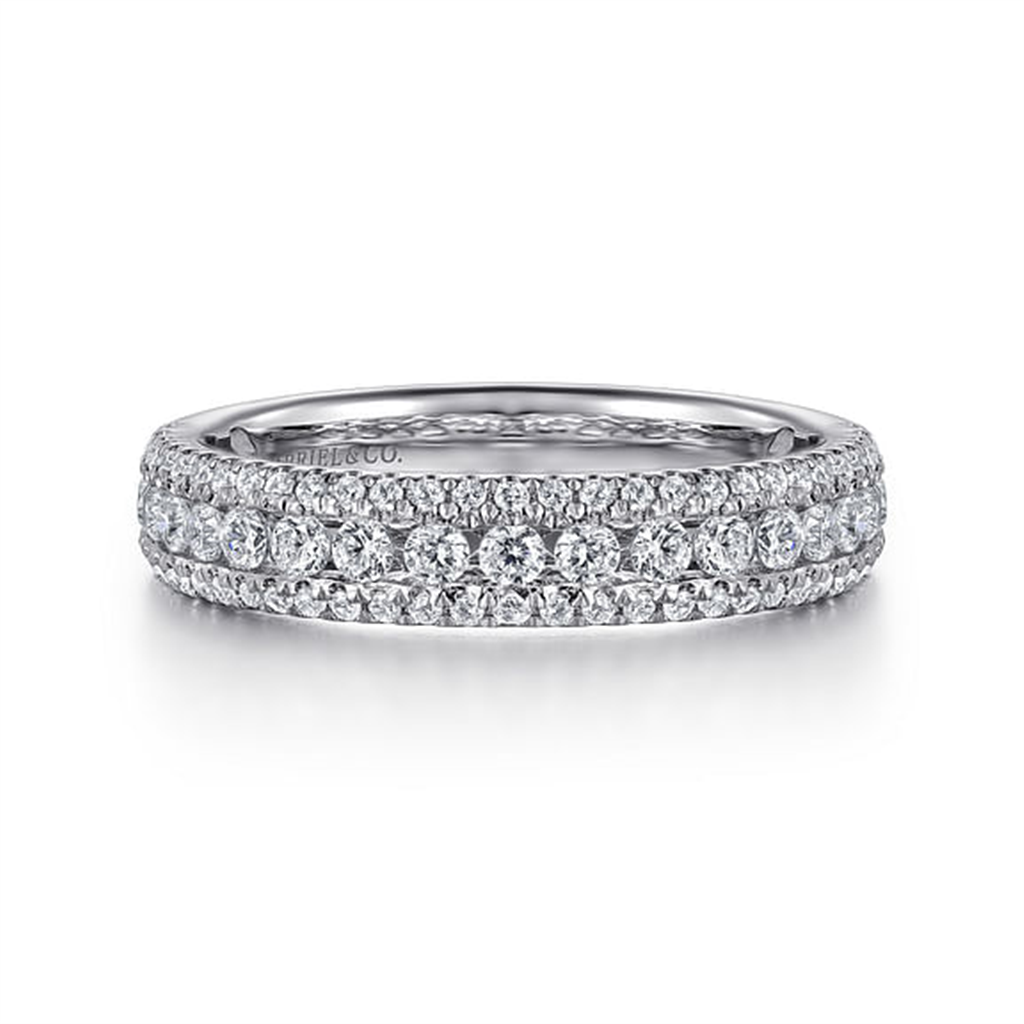 14KT White Gold Wide Diamond Wedding Band Designed By Gabriel & Co.
