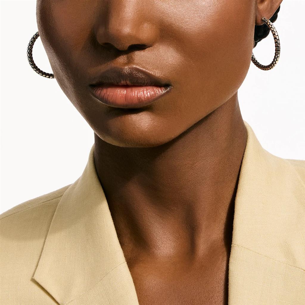 Dot Hoop Earrings, Sterling Silver, 37MM