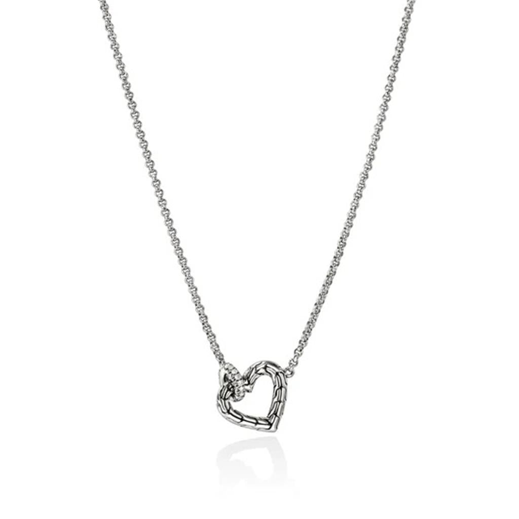 Sterling Silver & 14kt Yellow Gold 1.5mm Diamond Essential Heart Link Necklace