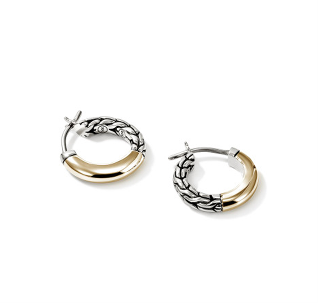 Sterling Silver & 14kt Yellow Gold 9mm Essential Crossover Hoop Earrings EZZ98709