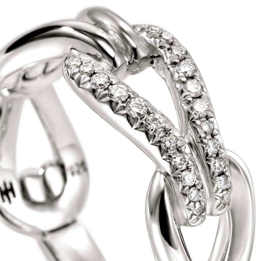Sterling Silver Diamond Surf Link 8mm Ring