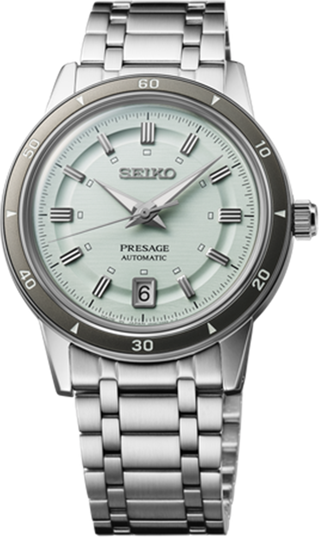 Seiko Presage Style 60s Stainless Steel Mint Green Index Dial Watch – Ref. SRPL71