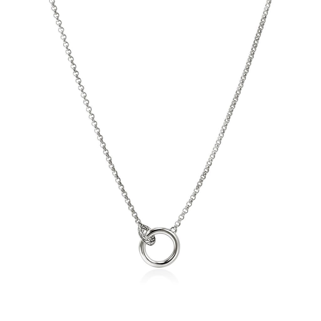 Sterling Silver Essentials Diamond Pavé 2mm Mini Rolo Chain Interlinking Necklace