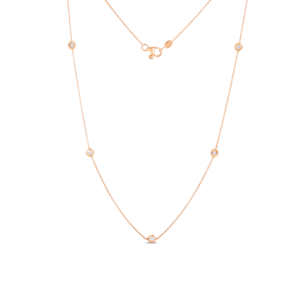 18K Rose Gold 5-Station Diamond Necklace