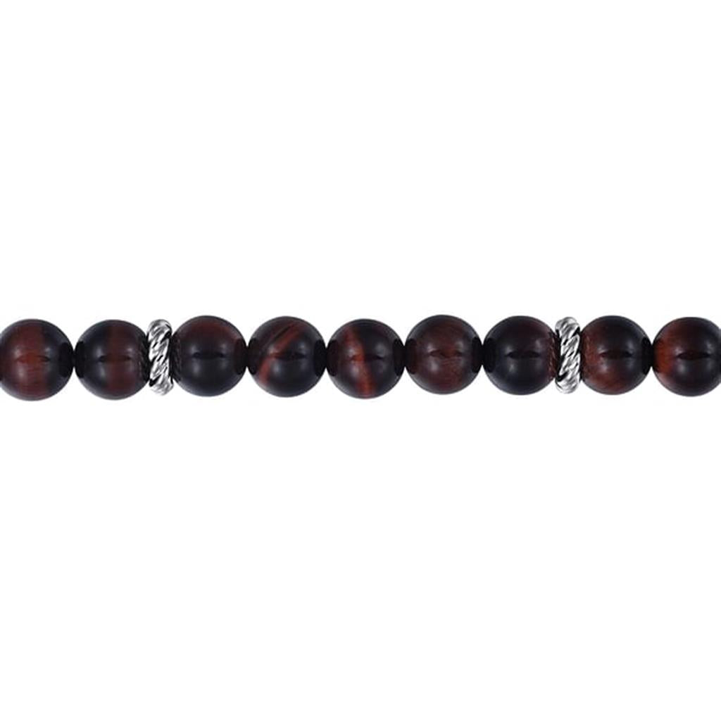 925 Sterling Silver 8mm Tiger Eye Beaded Bracelet