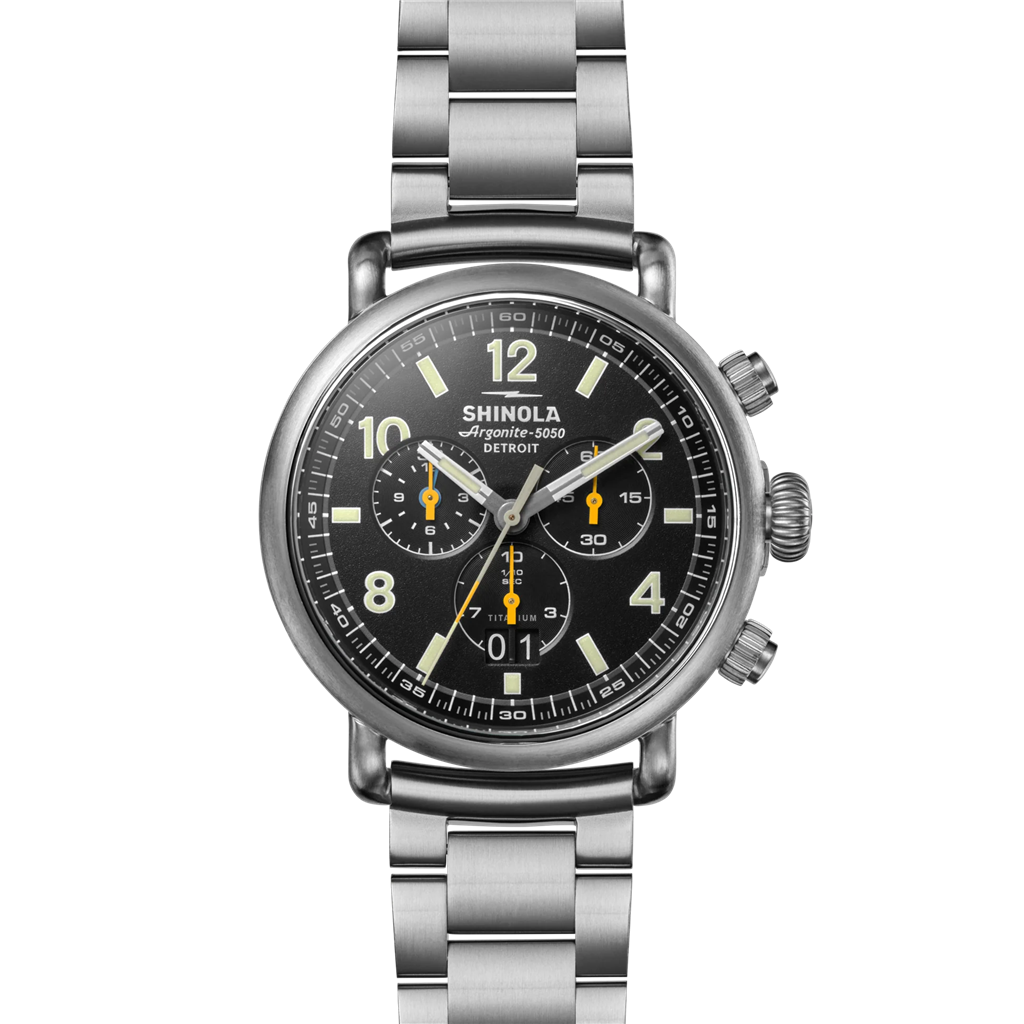 Shinola S0120307782 Runwell West Wind 42mm Titanium Black Dial Bracelet Watch