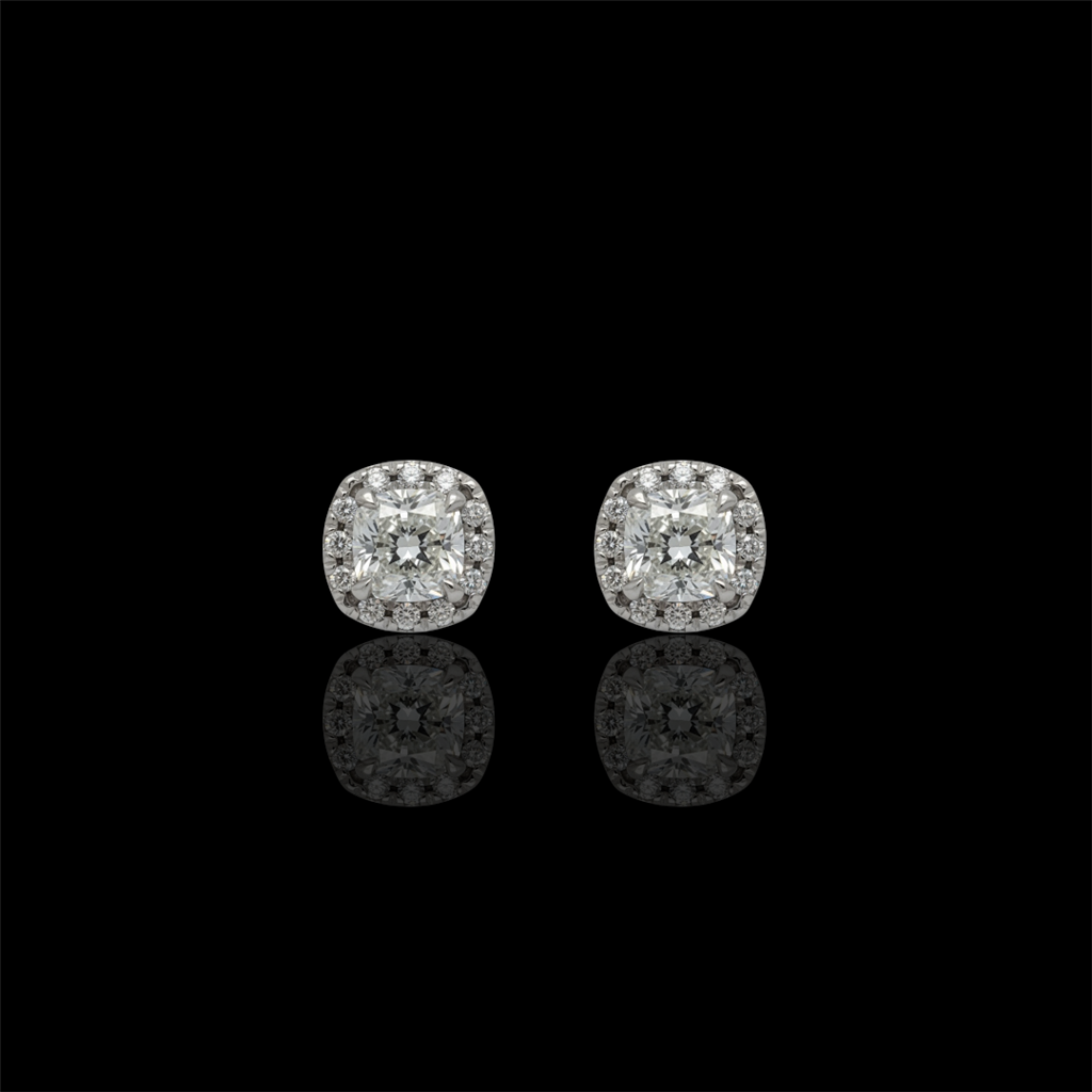 Eternity Cushion Diamond Halo Stud Earrings