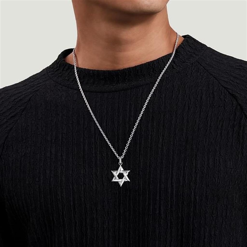 22" 925 Sterling Silver Star of David Pendant Necklace