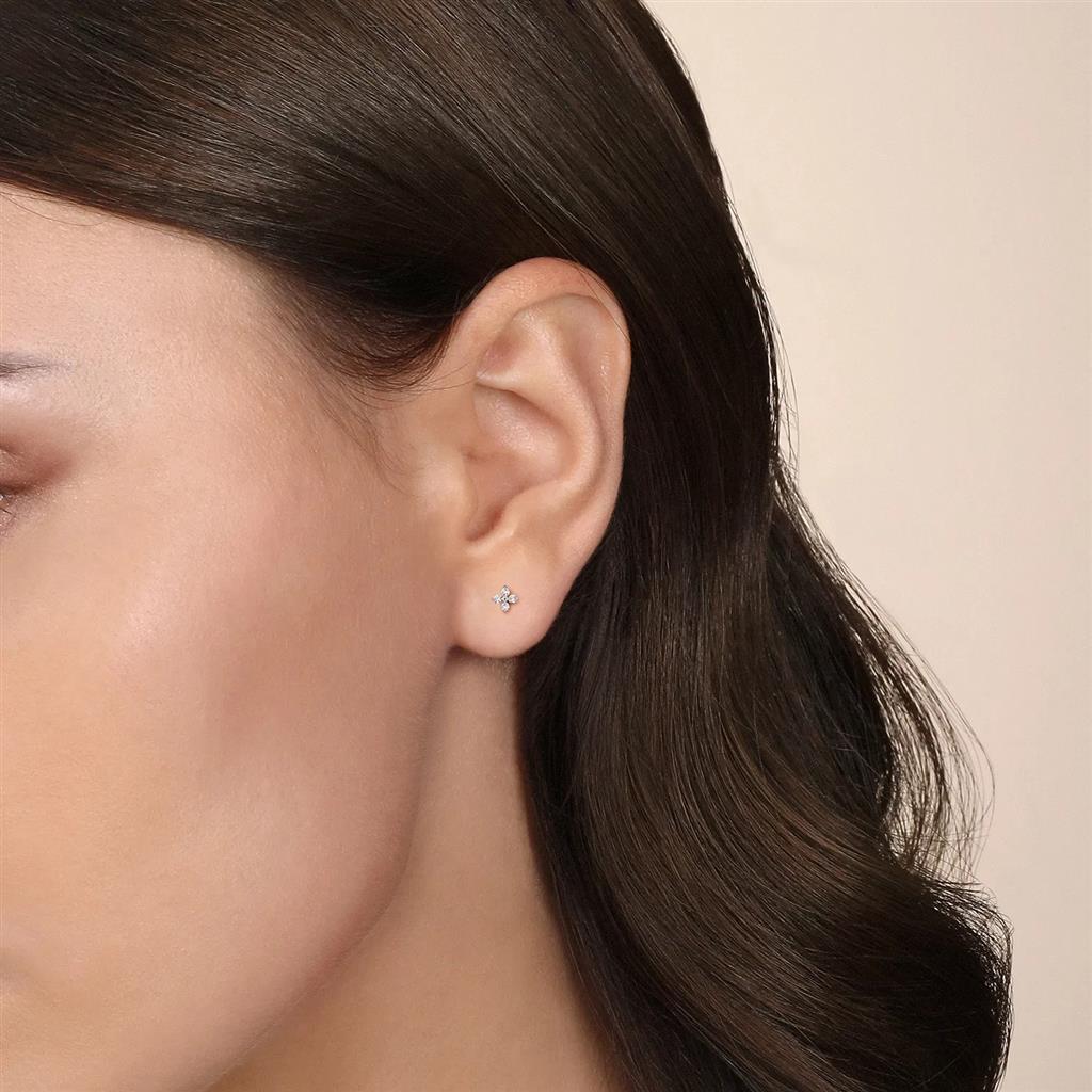 14kt White Gold 4-Stone Diamond Stud Earrings (0.10ct, 8 Diamonds)